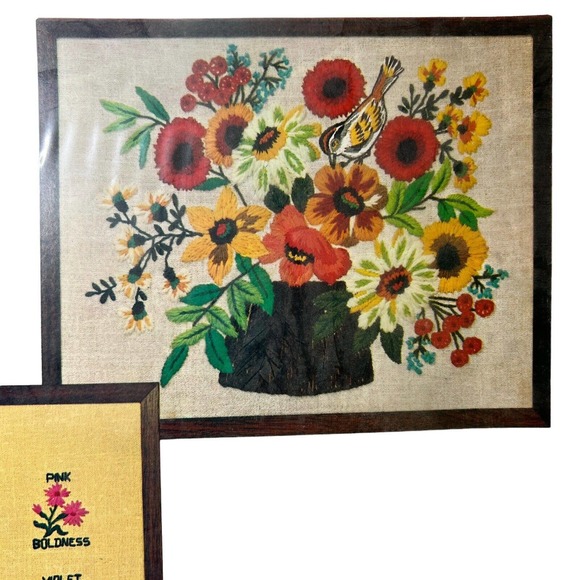 Vintage New Needle Queen Bird In A Bouquet‎ Stitchery Kit Embroidery Crewel - Picture 3 of 4